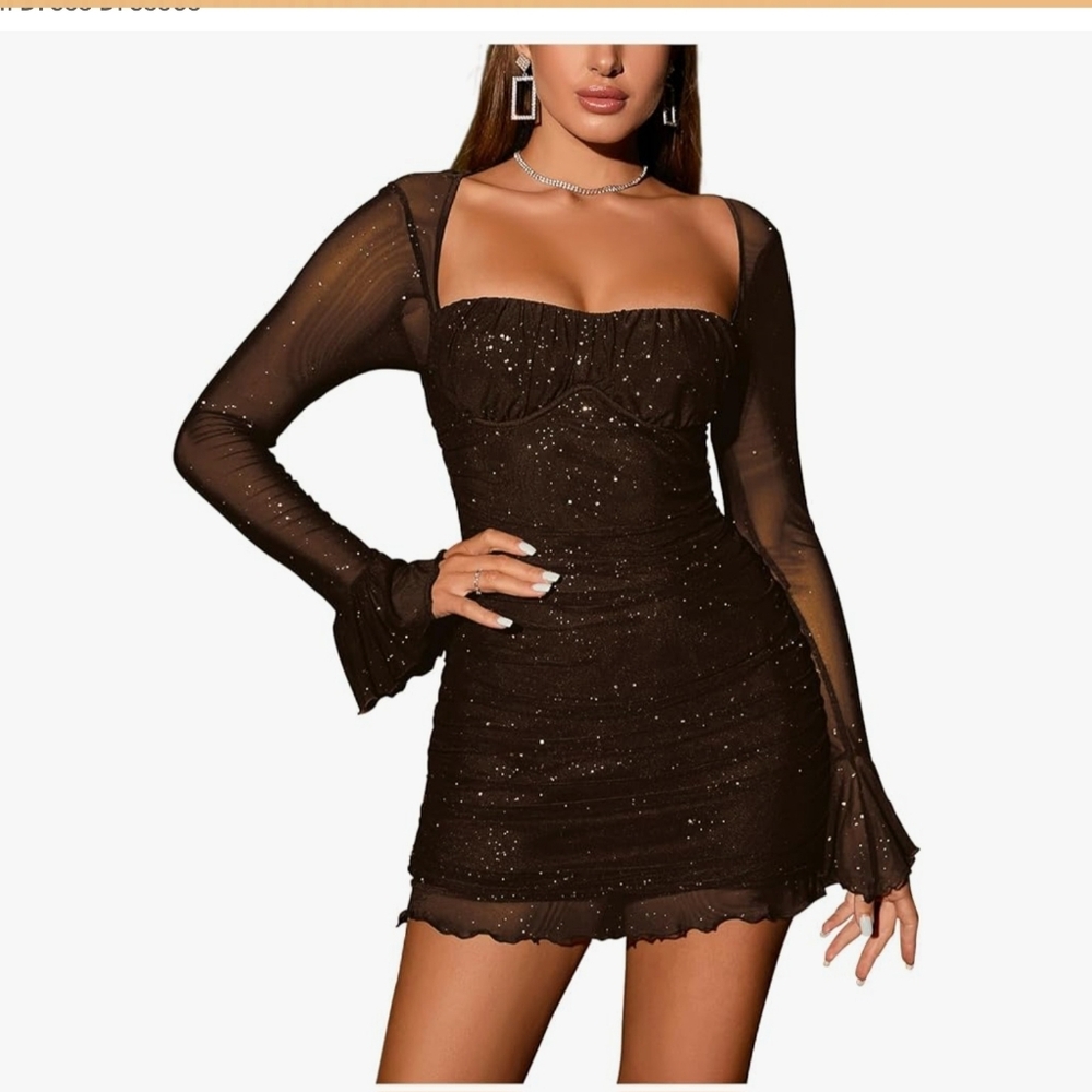 Chic Sparkly Brown Dress